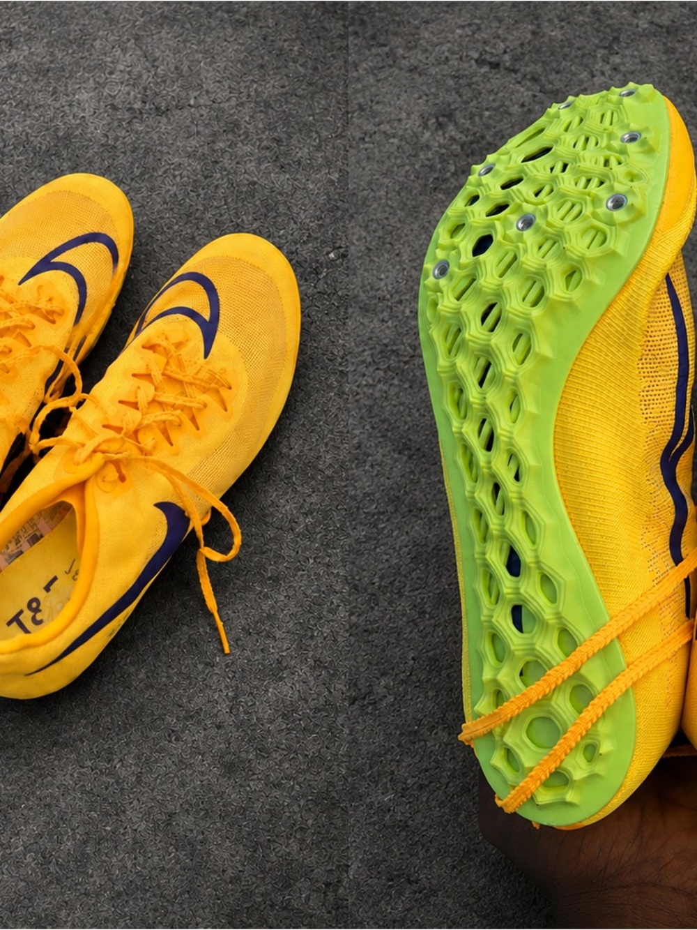 Nike Yellow Track Spikes with Neon Green Outsole